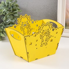 Корзинка-шкатулка "Дракоша" жёлтый 18х12х14,5 см (набор 5 деталей) No Brand