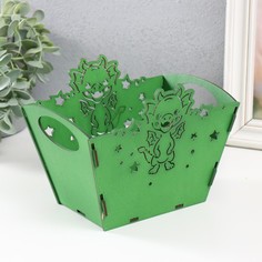 Корзинка-шкатулка "Дракоша" зеленый 18х12х14,5 см (набор 5 деталей) No Brand
