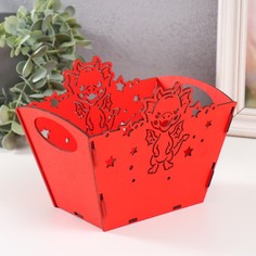 Корзинка-шкатулка "Дракоша" красный 18х12х14,5 см (набор 5 деталей) No Brand