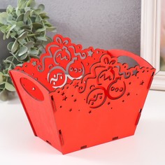 Корзинка-шкатулка "Шарики" красный 18х12х14,5 см (набор 5 деталей) No Brand