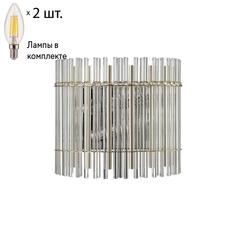 Бра Crystal Lux с лампочками AURELIO AP2 GOLD+CHROME/TRANSPARENT+Lamps E14 Свеча
