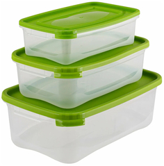 Набор из 2 шт, Контейнер пищевой КОМПЛЕКТ 3 шт.: 0,7 л, 1,2 л, 2,2 л, ланч бокс, КАСКАД, п