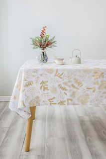 Скатерть Arya 160X220 Poinsettia Белый, золотистый