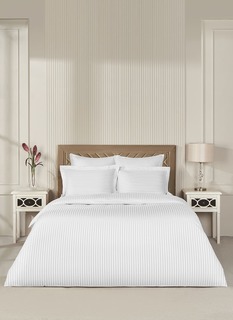Постельное белье Arya Vip из Страйп Сатина Семейное 160x220 Белый