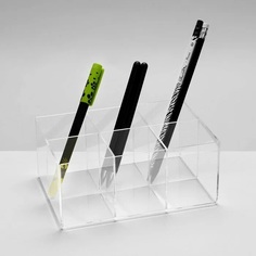 Подставка для карандашей 6 ячеек, 11x10x7 см, оргстекло 1,8мм прозрачный Queen Fair