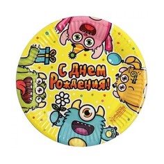 Тарелки одноразовые Страна Карнавалия С Днем рождения! Монстрики 18 см 6 шт