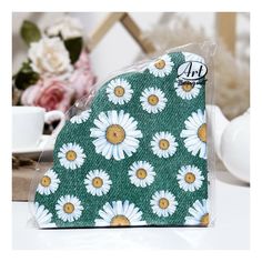 Салфетки бумажные Art Bouquet Rondo Daisy на зеленом 3 слоя 32 х 32 см 12 шт
