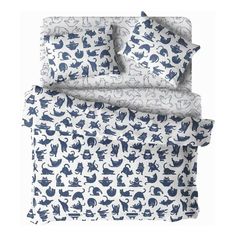 Комплект постельного белья Волшебная ночь Yoga Cat полутораспальный ранфорс бело-синий