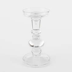 Подсвечник, 18 см, для одной свечи, на ножке, стекло, Clear Kuchenland