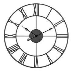 Часы настенные круглые Лофт d45 см черные Troyka