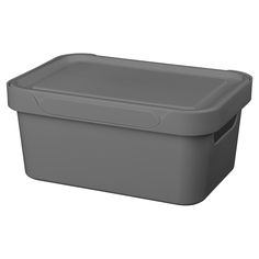 Ящик универсальный с крышкой LUXE 27х19х12 см 4,6 л серый No Brand
