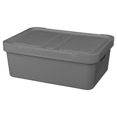Ящик универсальный с крышкой LUXE 38х27,6х14 см 12 л серый No Brand