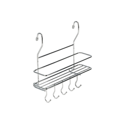 Полка для рейлинга 1-ярусная с крючками с крючками 265х100х270 мм хром Lemax