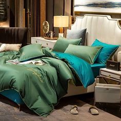 Постельное белье 2-х спальный Mency ЖАТКА 2сп/зел+бирюз 2m111