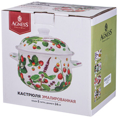 Кастрюля Agness Эмалированная Серия "Фруктовая Корзина", 5.0 Л, 24*14 См 934-564