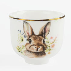 Подставка для яйца 4 см фарфор F белая с золотистым кантом Кролик в цветаx Natural Easter Kuchenland