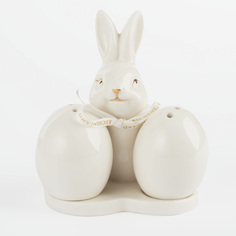 Набор для соли и перца 12 см на подставке фарфор Р белый Кролик и яйца Easter gold Kuchenland