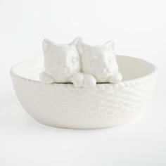 Блюдо глубокое 24x13 см керамика белое Коты в корзине Kitten Kuchenland