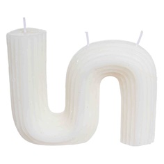 Свеча, 9 см, рифленая, белая, Зигзаг, Ribbed candle Kuchenland