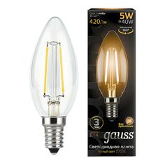 Лампа светодиодная Gauss Filament Е14 5 Вт 2700 К свеча прозрачная