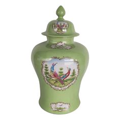 Ваза фарфоровая Glasar с крышкой 41 см зеленая ГЛАСАР