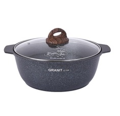 Жаровня KUKMARA жгг41а а/пр литая 4,0л стекл/кр Granit ultra blue Кастрюля-жаровня 4л