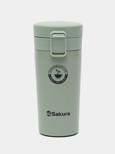 Термокружка (0,38) TM-01-380GR с кнопкой зеленый/green Sakura