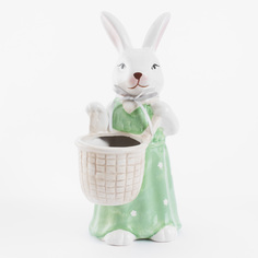 Ваза для цветов 31 см декоративная керамика белая Крольчиxа с корзиной Easter blooming Kuchenland