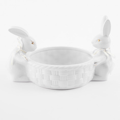 Конфетница, 28x16 см, керамика, белая, Кролики с плетенной корзиной, Easter gold Kuchenland