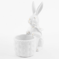 Конфетница, 18x23 см, керамика, белая, Кролик с плетенной корзиной, Easter gold Kuchenland