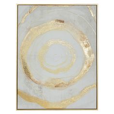 Картина в раме, 75x100 см, xолст/фольга, золотисто-бежевая, Круги, Abstract Kuchenland