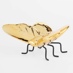 Статуэтка, 11 см, фарфор P/металл, золотистая, Бабочка, Art modern Kuchenland