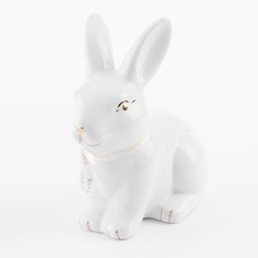 Статуэтка, 13 см, керамика, белая, Кролик сидит, Easter gold Kuchenland