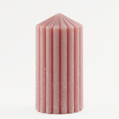 Свеча, 14 см, цилиндрическая, розовая, Ribbed candle Kuchenland