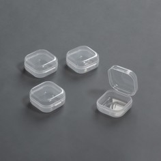 Набор контейнеров для декора, 4 шт, 3,4 x 3,4 x 1,8 см, цвет прозрачный Queen Fair