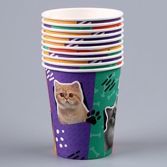 Стакан бумажный «Коты», 250 мл (10 шт.) No Brand