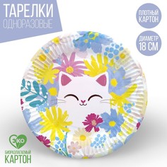 Тарелка бумажная «Котик», 18 см (10 шт.) Страна Карнавалия