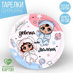 Тарелка бумажная «Мальчик или девочка», 18 см (10 шт.) Страна Карнавалия