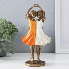 Сувенир полистоун "Две сестры" бронза, оранжево-белый 10,5x6,5x21,5 см (2 шт.) No Brand