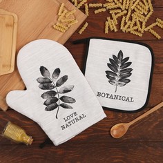 Кухонный набор Этель "Impression": варежка 20х27 см, прихватка 19х19 см, 100% хлопок, 250