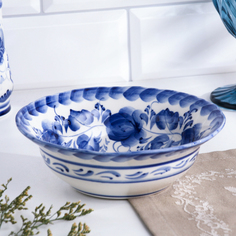 Миска "Цветы", 6x18 см, гжель No Brand