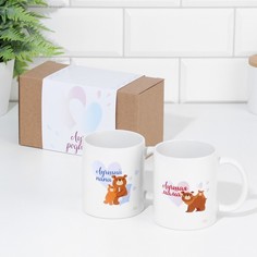 Набор кружек для двоих, сублимация "Мама и папа" медведи, 2 кружки, 320 мл Дарим красиво