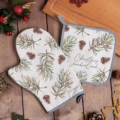 Набор кухонный Christmas tree варежка-прихватка 20х28см, прихватка 19х19см,100%хл Этель