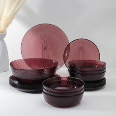 Набор столовый стеклянный «Идиллия», 19 предметов, цвет лилак Luminarc