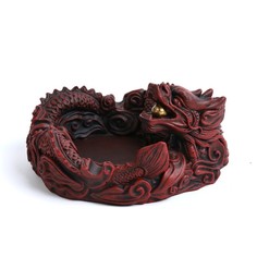 Пепельница "Китайский дракон", 12.4 х 13.7 х 7.6 см, коричневая No Brand
