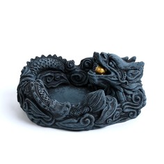 Пепельница "Китайский дракон", 12.4 х 13.7 х 7.6 см, синяя No Brand