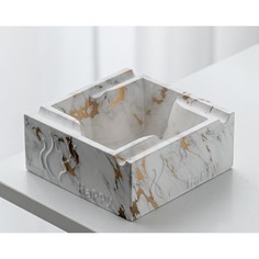 Пепельница "Мрамор", 12.9 х 5.5 см, керамика, белая с золотом No Brand
