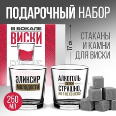 Подарочный набор стакан для виски 250 мл. и камни для виски 6 шт. «Философия» Дорого внимание