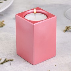 Подсвечник "Квадрат" из гипса, 5х8см, розовый Дарим красиво