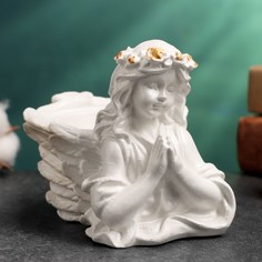Подсвечник "Молящийся ангел" 10,5x7,5x9см, перламутровый Хорошие сувениры